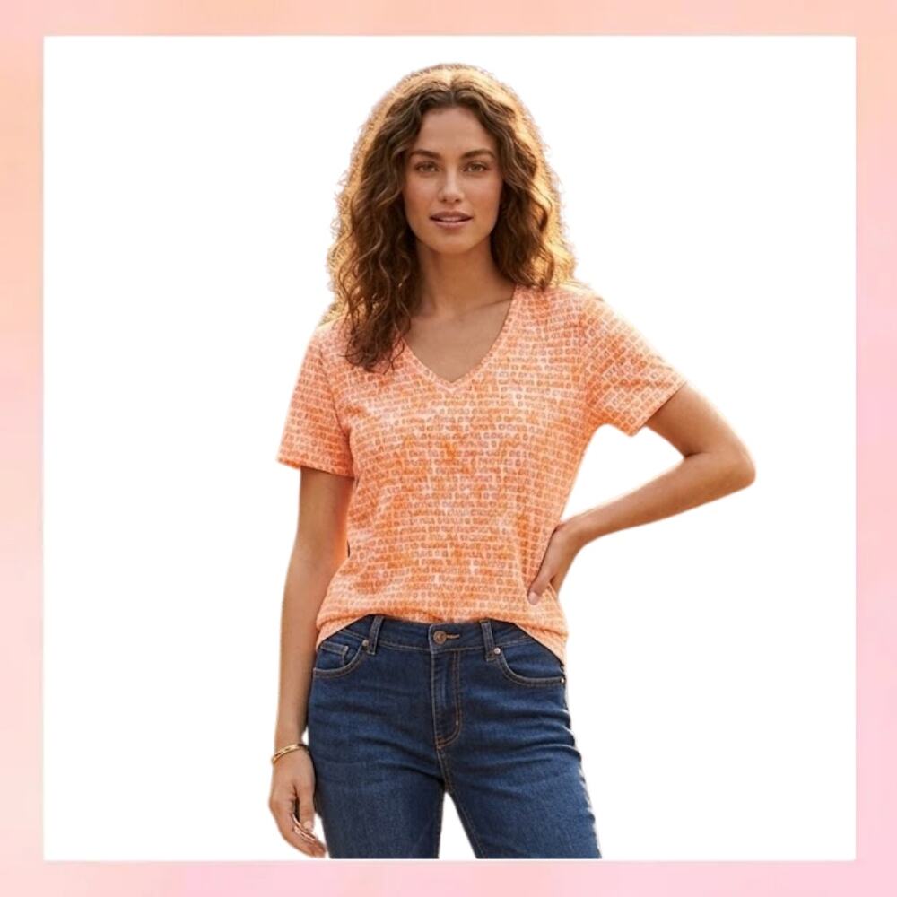 Michael Kors "Peace & Love" Logo Tee in Nectarine